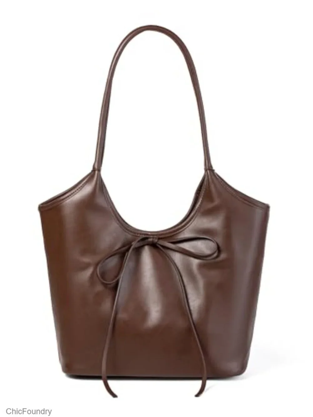 Vintage French Bow Tote Bag Large Capacity Hobo Suede and PU Shoulder Bag